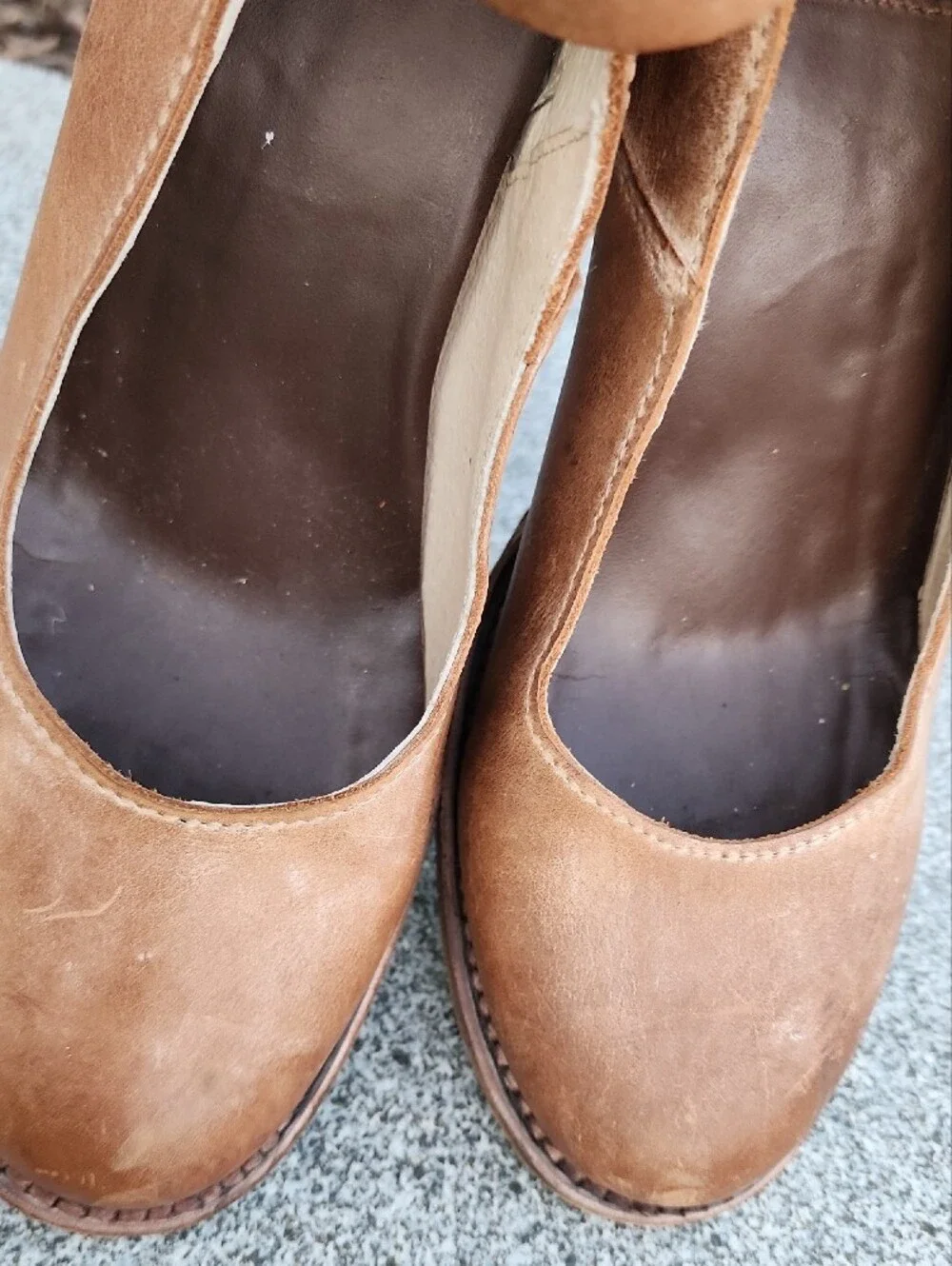 Freebird By Steven Randi Tan  Leather Block Closed Toe Pumps Triple Ankle Straps